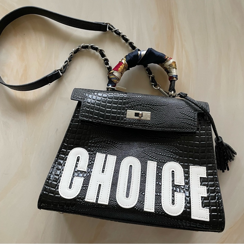 CHOICE Black Handbag with Tie Scarf - NEW